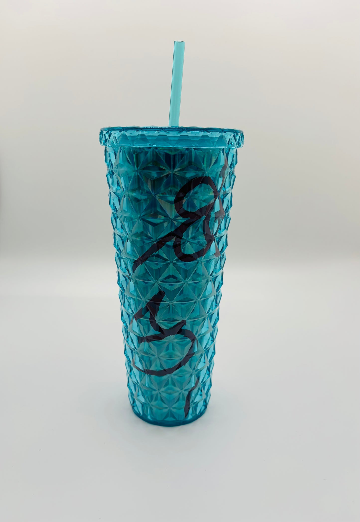 24 oz Tumbler Double Wall with Lid and Straw, Aqua with character