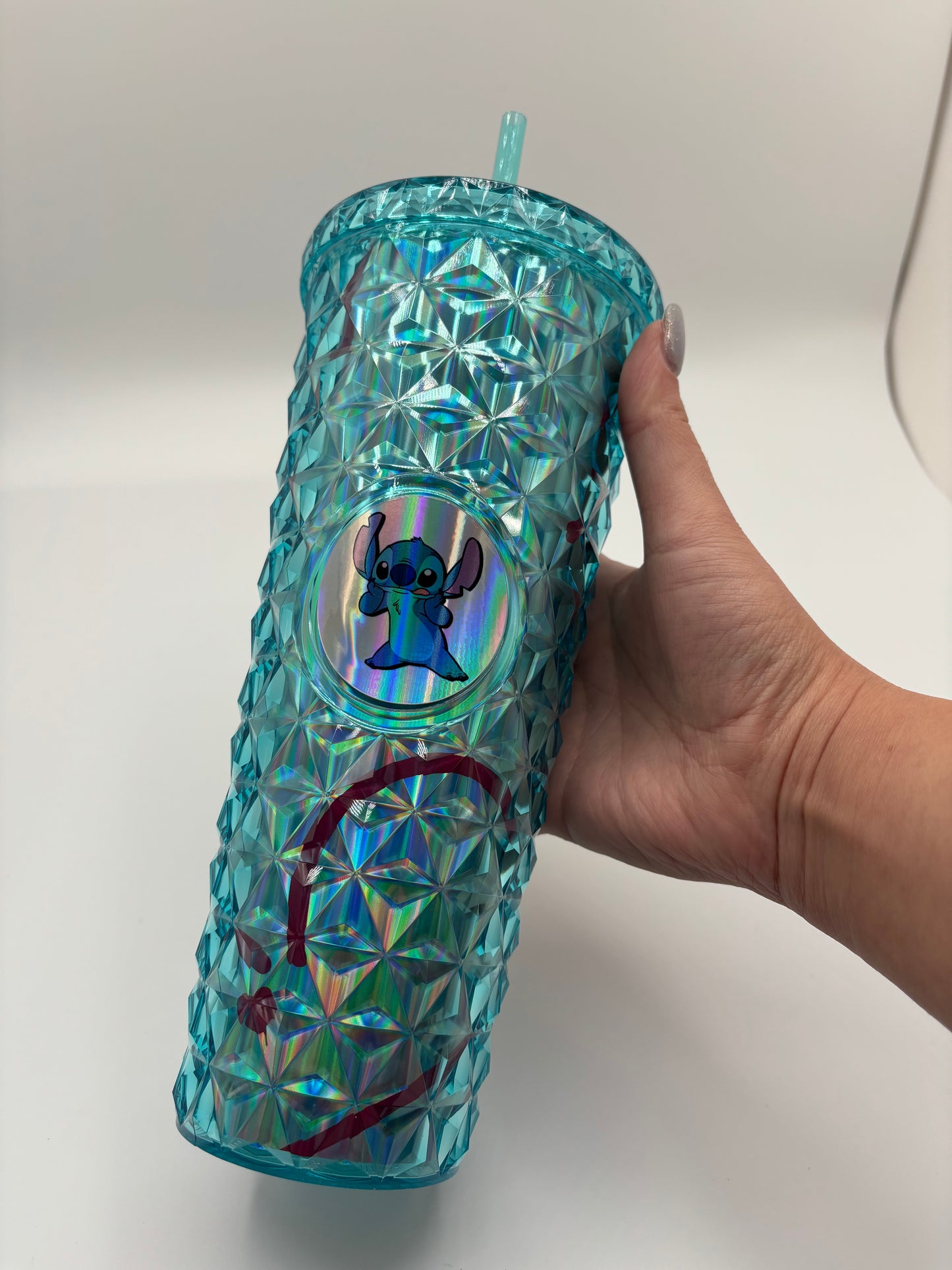 24 oz Tumbler Double Wall with Lid and Straw, Aqua with character