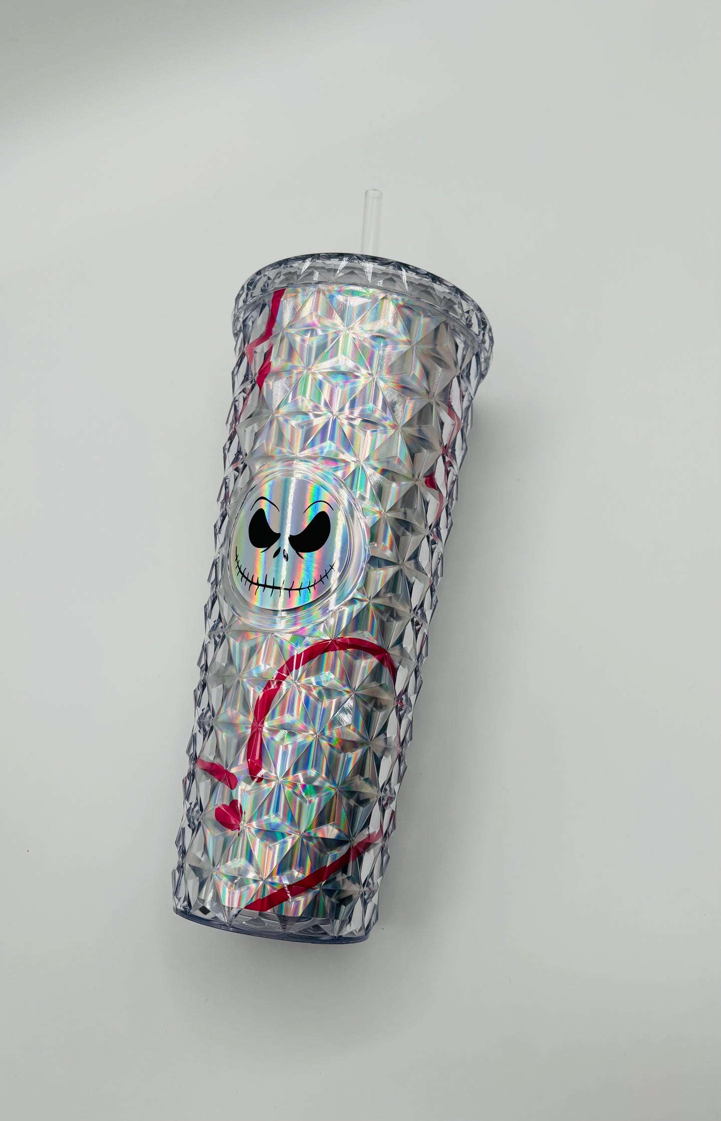 24 oz Tumbler Double Wall with Lid and Straw, silver with character