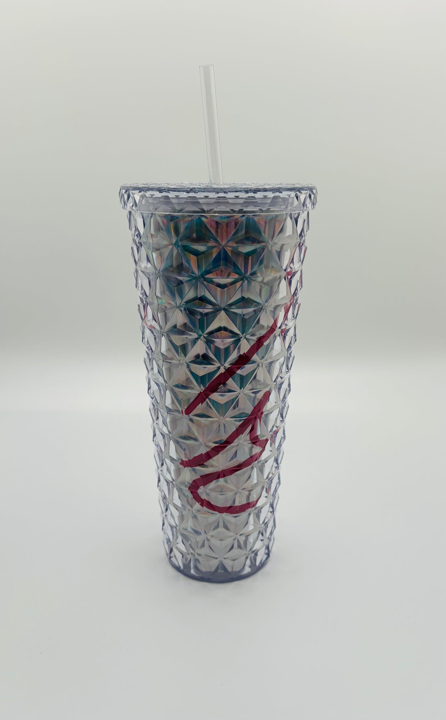 24 oz Tumbler Double Wall with Lid and Straw, silver with character