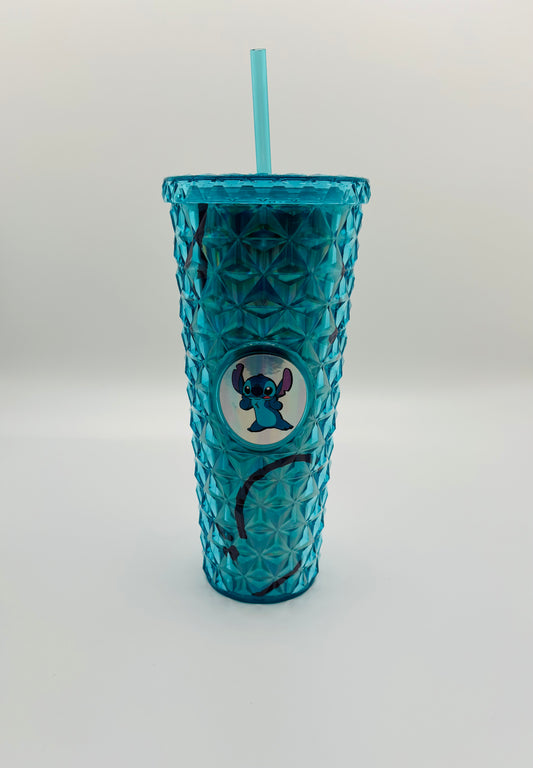 24 oz Tumbler Double Wall with Lid and Straw, Aqua with character