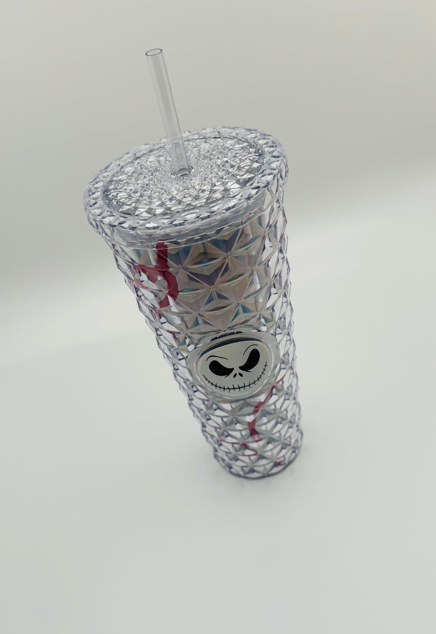 24 oz Tumbler Double Wall with Lid and Straw, silver with character